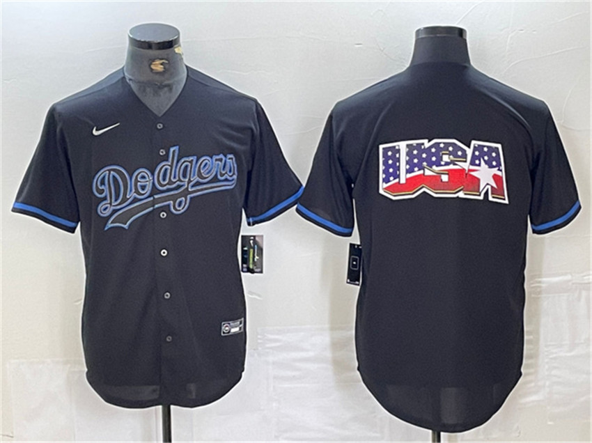Men's Black Los Angeles Dodgers Team Big Logo Cool Base Stitched Baseball Jersey